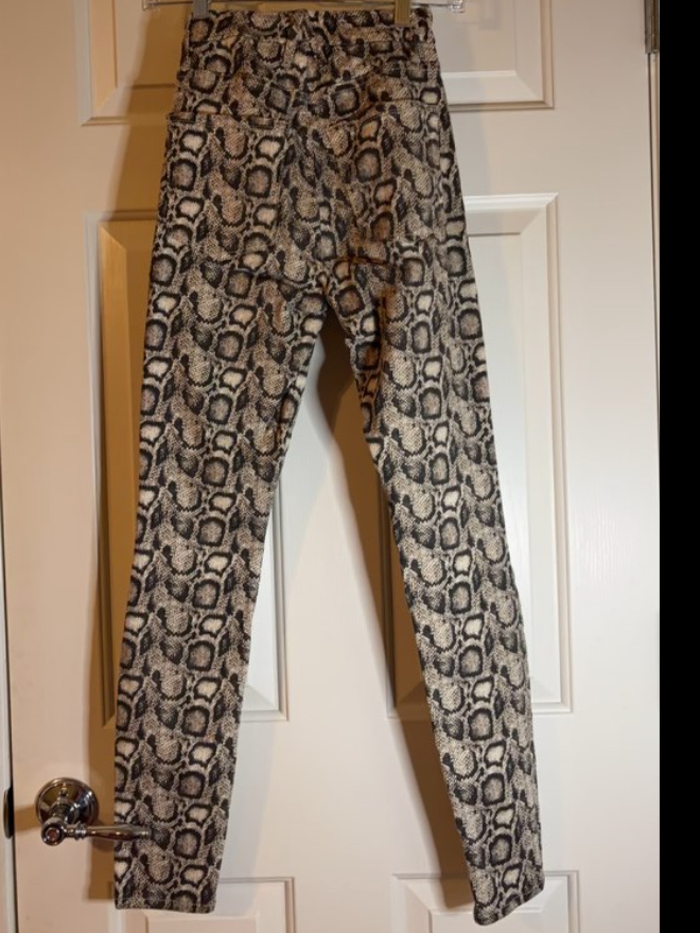 Good American Snake-Print Pants in Black & Cream